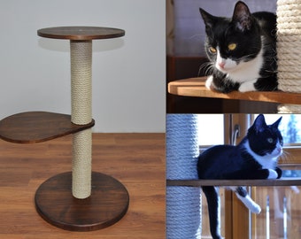 Natural Wood Cat Tree • Basic 2 Modules • custom cat tree • solid wood • minimalistic • sturdy • cat furniture • cat tower