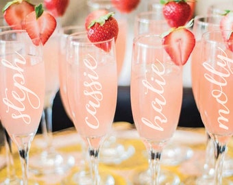 Bridesmaid Gift Ideas/Personalized Stemless Glasses/Bridesmaid Champagne Glasses/Personalized Champagne Flute/Monogram Glasses