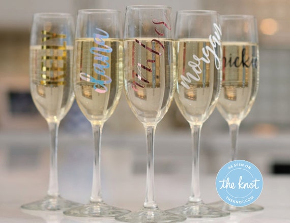 Personalized Champagne Tumbler Stemless Champagne Tumbler Custom Champagne Glass Name Champagne Flute Bridesmaid Gift Set