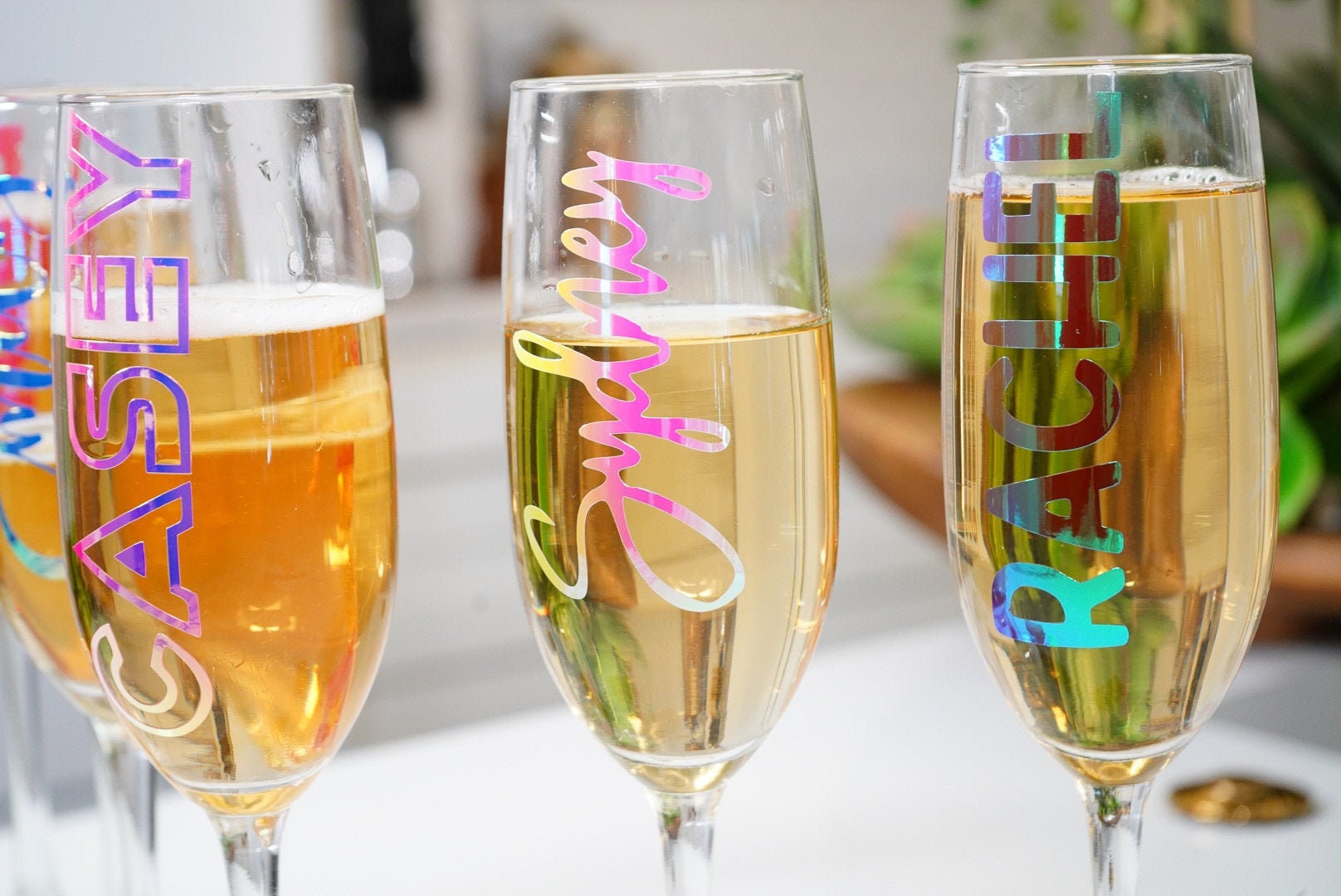 Custom Champagne Glasses, Bridesmaid Champagne Glasses , Personalized…