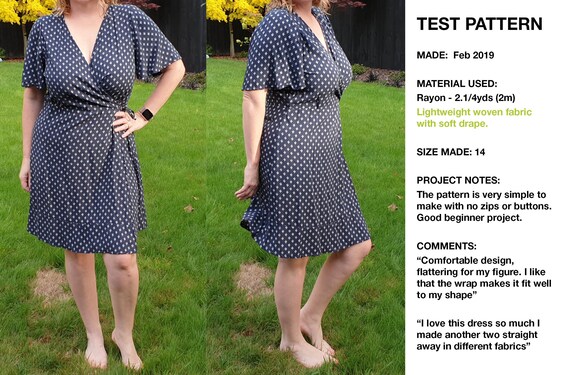 Wrap Dress Pattern Simple Sewing 5 Sizes in One Instant Download Etsy