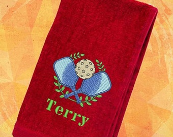 Personalized Pickleball Towel: Embroidered Terry Velour Sports Gift