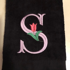 Monogram Fingertip Towel, Embroidered Monogrammed Tulip Towels