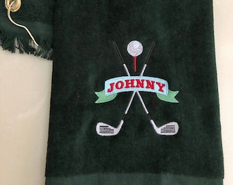 Embroidered Golf Towel, Personalized Terry Velour, Father's Day Gift