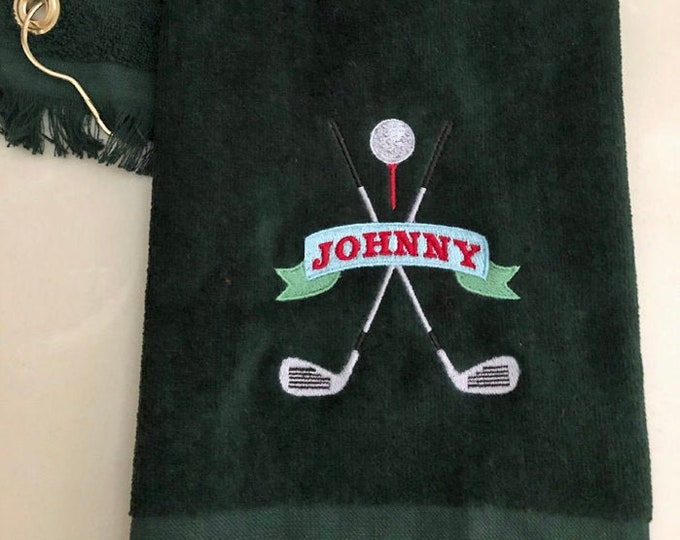 Personalized Golf Towels, Golf Towel, Sport Towels, Gift For Him, Father's Day Gift, Embroidered Golf Gift