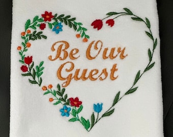 Embroidered Floral Fingertip Towels, Be Our Guest Decor