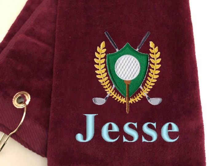 Personalized Embroidered Golf Towel, Custom Golf Towels, Embroidered Golf Gift, Father's Day Gift, Gift For Him