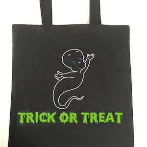 Casper Trick or Treat Bag, Casper The Friendly Ghost Halloween Bag, Halloween Tote Bag For Kids, Embroidered Trick or Treat Bags,