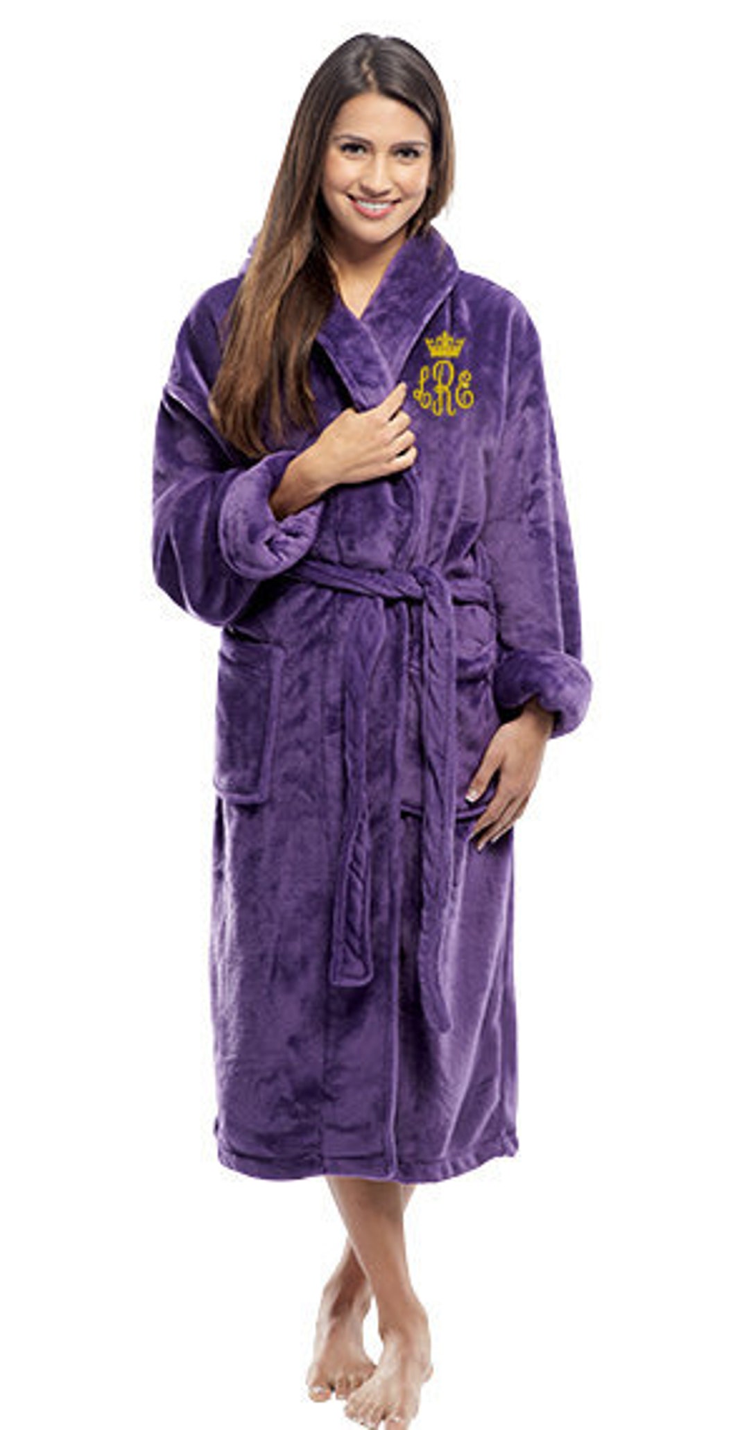 Softest Monogrammed Bathrobe Personalized Robes With Crown Etsy