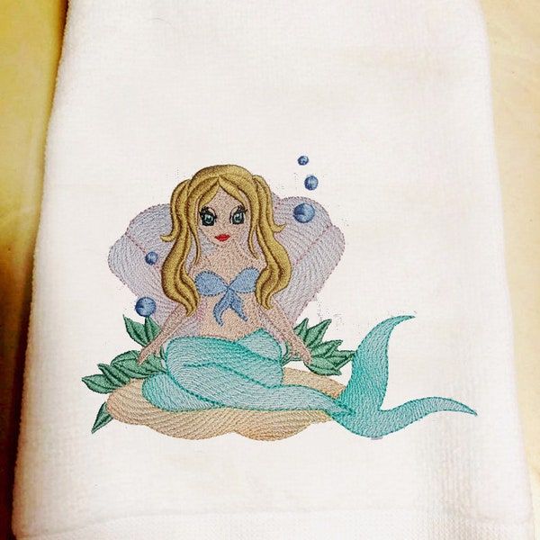 Mermaid Fingertip Towels, Bathroom Decor, Premium Towels For Bathrooms, Guest Towels, Shore House Towel, Housewarming Gift