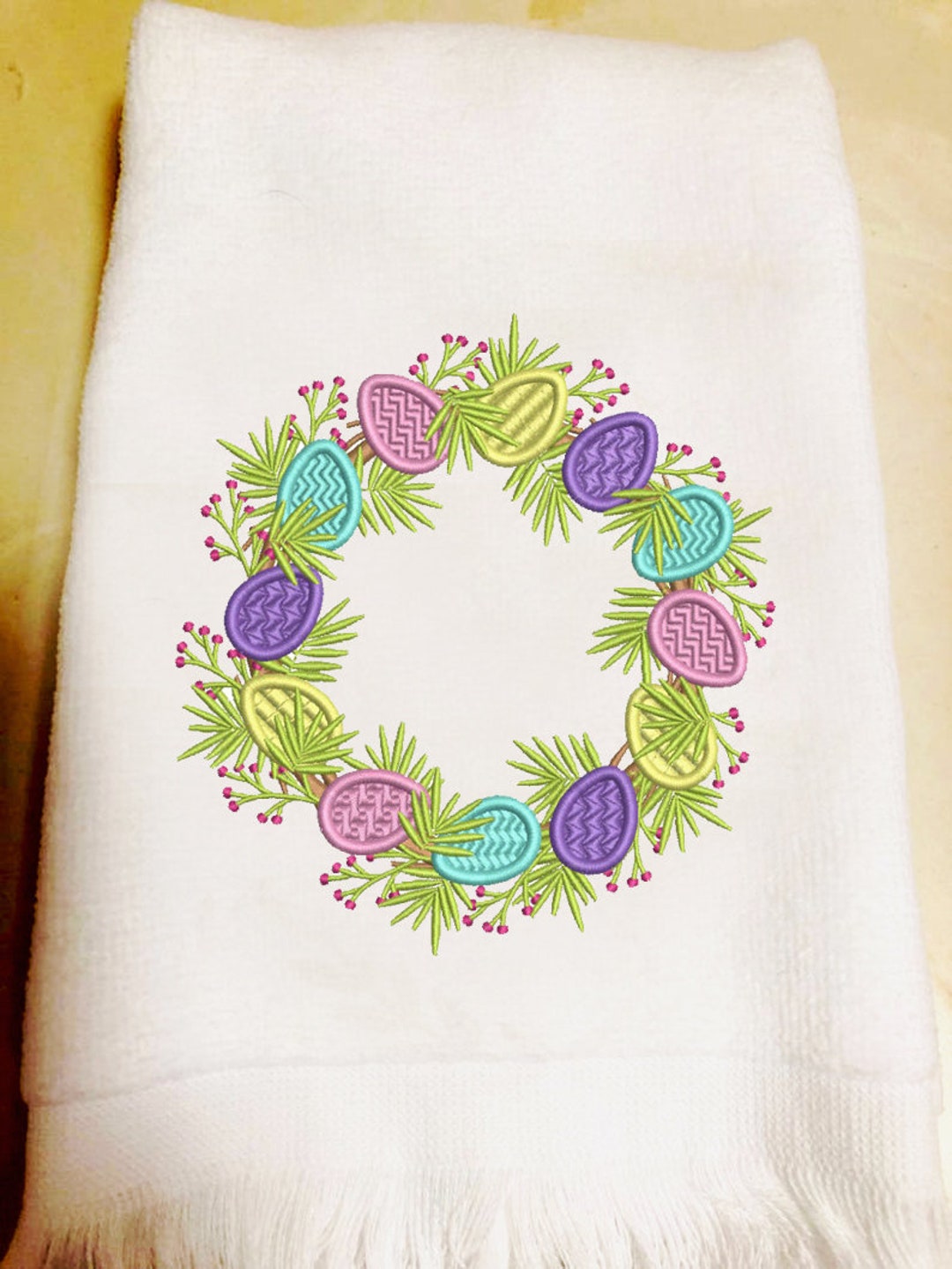 Easter Fingertip Towels Easter Egg Wreath Hand Towels Etsy