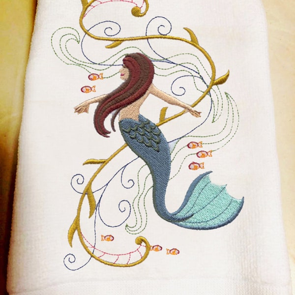 Mermaid Fingertip Towels, Bathroom Decor, Towels For Bathrooms, Guest Towels, Shore House Towel, Housewarming Gift