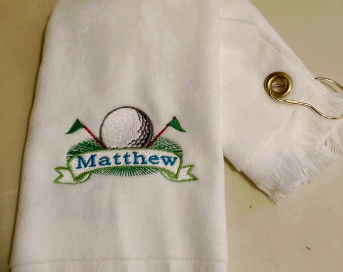 Personalized Tri-fold Golf Towel, Embroidered Golf Towels, Golf Gift, Father's Day Gift, Gift For Him