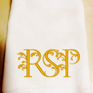 Monogrammed Fingertip Towel, Embroidered Royal Frame Towel, Hand Towels, Bathroom Decor
