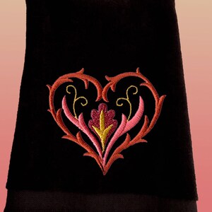 Fingertip Valentine Towel, Hearts Valentine Embroidered Towel, Bathroom Decor, Powder Room Towel, Hostess Gift, Gift For Her