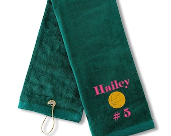 Personalized Basketball Terry Velour Towel, Embroidered Gift