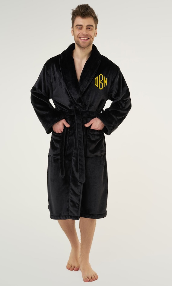Softest Bathrobe Men s Personalized Robes Monogrammed Robe Micro Fleece Robes Gift for Him Embroidered Men s Robe Etsy UK