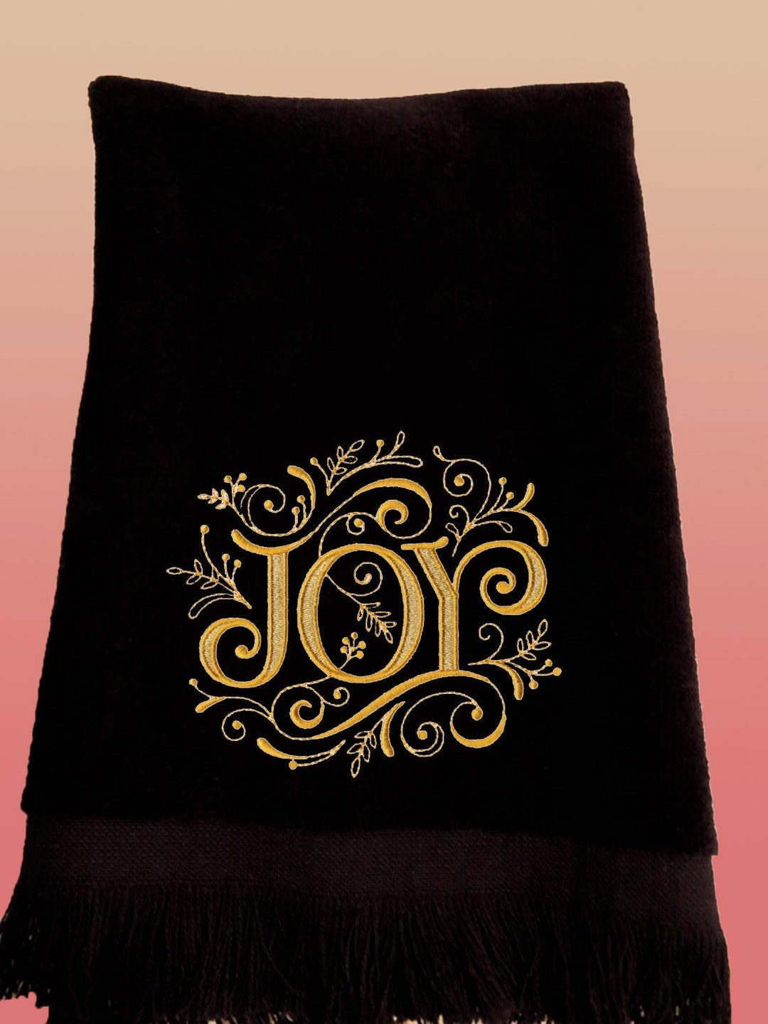 Christmas Joy Fingertip Towels, Christmas Decor, Bathroom Towels, Gold ...