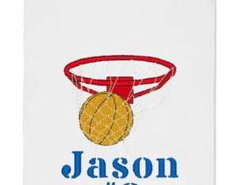 Personalized Basketball Towel, Embroidered Terry Velour