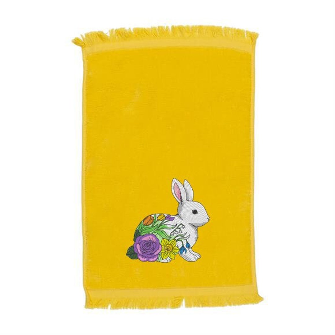Easter Bunny Embroidered Towels, Spring Bunny Fingertip Towels, Easter