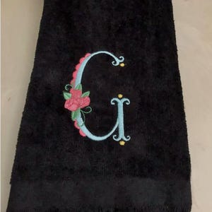 Embroidered Fingertip Towel,  Monogrammed Towels With Rose, Housewarming Gift, Gift For Her, Bathroom Decor