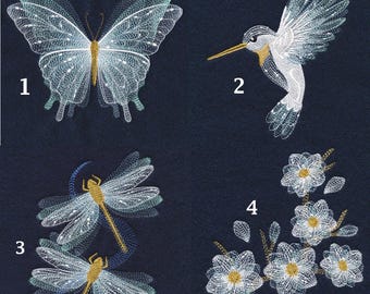 Fingertip Towels, Embroidered Butterfly, Hummingbird, Dragon Fly, Cherry Blossoms, Hand/Kitchen Towels, Home Decor