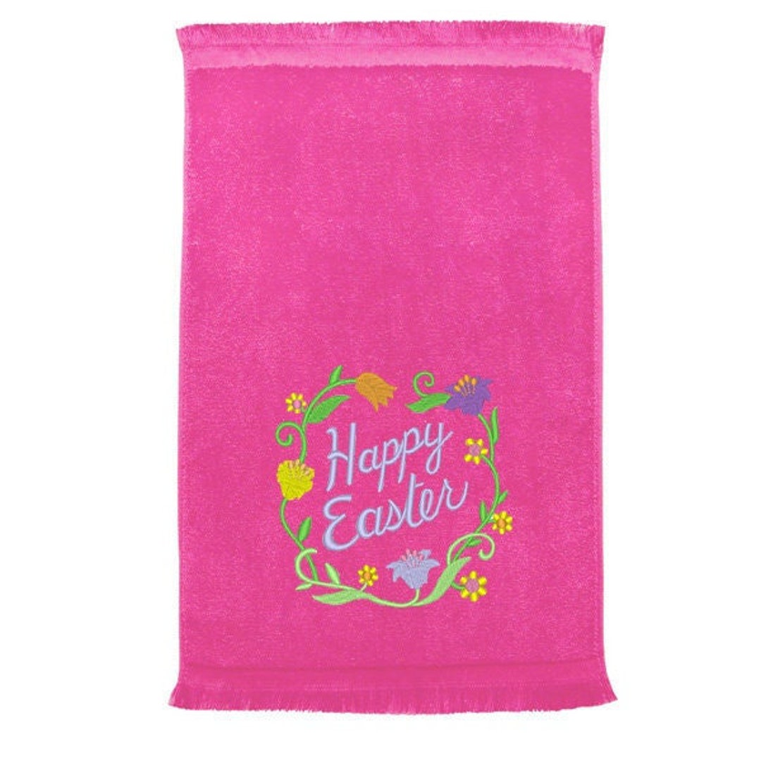 Embroidered Happy Easter Towels Fingertip or Kitchen Easter Etsy