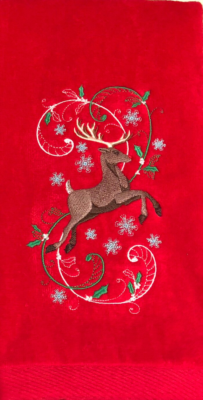 Vintage Style Reindeer Design Pot Holder + Towel Set – Domaci