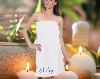 Monogrammed Terry Velour Spa Wrap, Personalized Gift