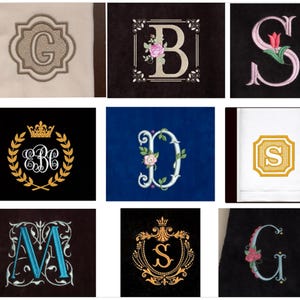 Monogrammed Fingertip Towels, Embroidered French Floral Font Towel, Hand Towels, Gifts