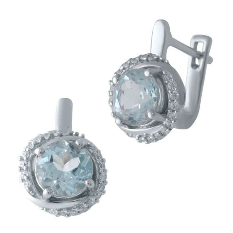 Silver earrings with topaz topaz earrings bright blue topaz earrings 925 silver earring silver circle earrings