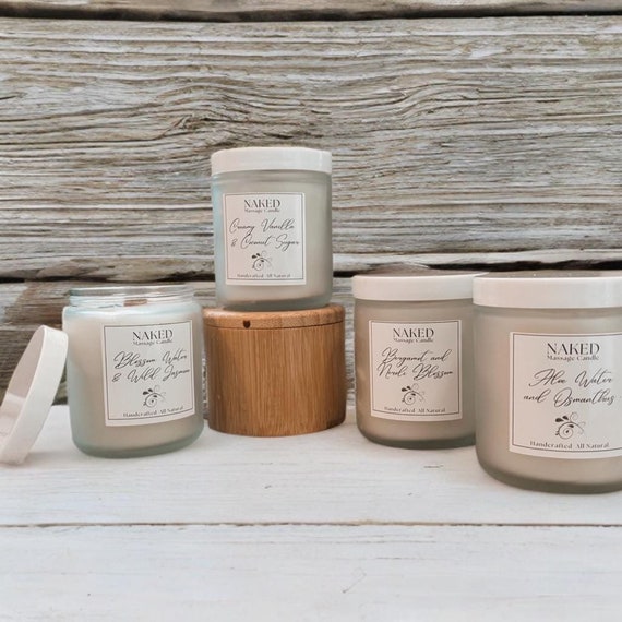 Naked Massage Candles All Natural Toxin Free Woodwick Candle with Lid 8oz