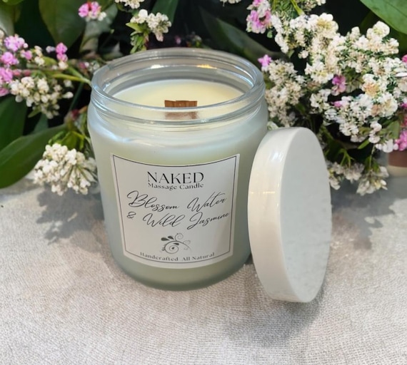 Naked Massage Candles All Natural Toxin Free Woodwick Candle with Lid 8oz