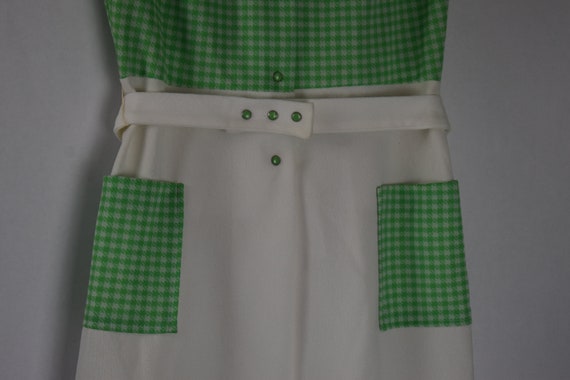 vintage 60s dress double polyester white green si… - image 2