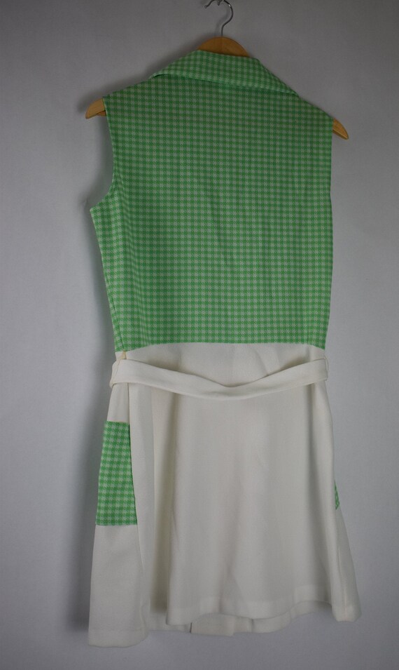 vintage 60s dress double polyester white green si… - image 5