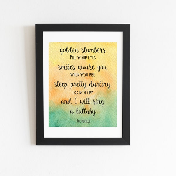 Golden Slumbers Beatles Nursery Print