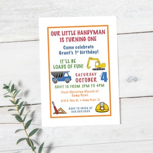 DIGITAL Boy&#39;s Construction Birthday Party Invitation