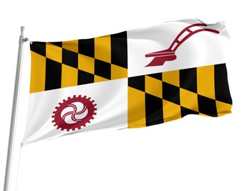 Vlag van Baltimore County, Maryland voor gebruik binnen en buiten, premium polyester, gemaakt in Europa, meerdere maten beschikbaar