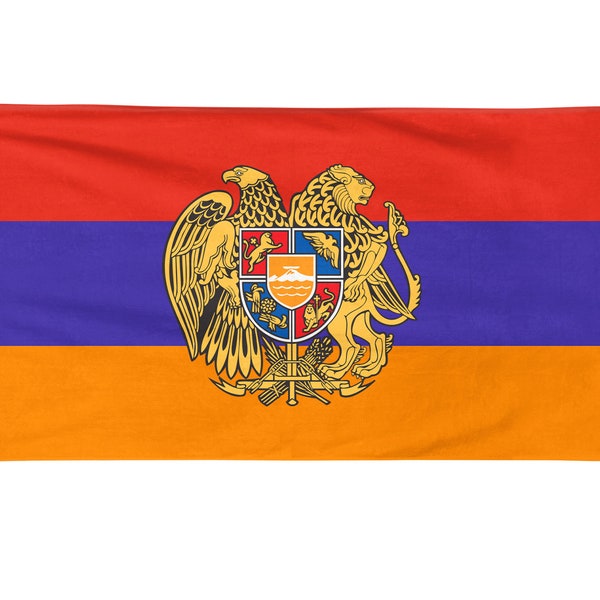 Armenia Flag Beach Towel, Summer Gift, Patriotic Beach Towel, Swimming Towel, Coat of Arms, Spring Break Towel