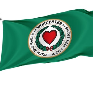 Flag of Worcester, Massachusetts, Unique Design Flags, High Quality Materials, Various Sizes with Brass Eyelets, Made in EU