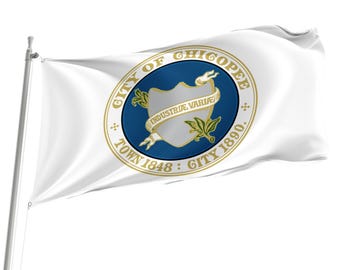Chicopee, vlag van Massachusetts voor gebruik binnen en buiten, premium polyester, gemaakt in Europa, meerdere maten beschikbaar