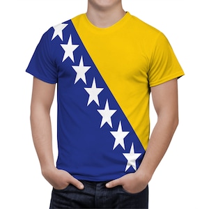 Bosnien und Diebische Flagge T-Shirt, Patriotisches T-Shirt, Wappen Shirt, Herren T-Shirt, Fußball Shirt, Unikat Flagge Shirt