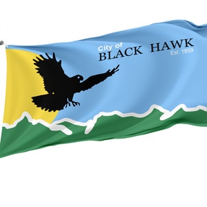 Flag of Black Hawk, Colorado, United States, Unique Design Flags, High Quality Materials, Various Sizes with Brass Eyelets, Made in EU