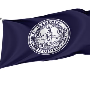 Flag of Gardner, Massachusetts, Unique Design Flags, High Quality Materials, Various Sizes with Brass Eyelets, Made in EU