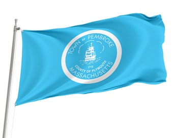 Vlag van Pembroke Massachusetts voor gebruik binnen en buiten, premium polyester, gemaakt in Europa, meerdere maten beschikbaar