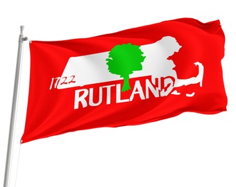Rutland, vlag van Massachusetts voor gebruik binnen en buiten, premium polyester, gemaakt in Europa, meerdere maten beschikbaar