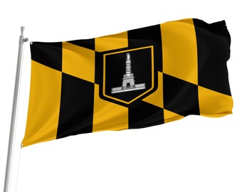 Vlag van Baltimore, Maryland voor gebruik binnen en buiten, premium polyester, gemaakt in Europa, meerdere maten beschikbaar