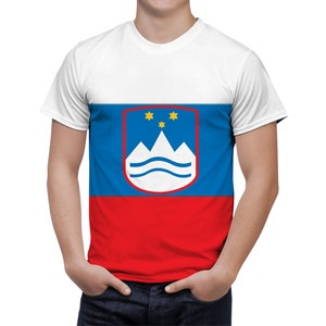 Slovenia Flag T-Shirt, Patriotic Tee, Coat Of Arms Shirt, Men's T-Shirt, Soccer Shirt, Unique Flag Shirt