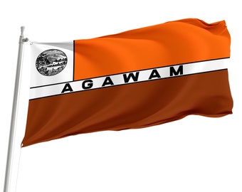 Vlag van Agawam Massachusetts voor gebruik binnen en buiten, premium polyester, gemaakt in Europa, meerdere maten beschikbaar