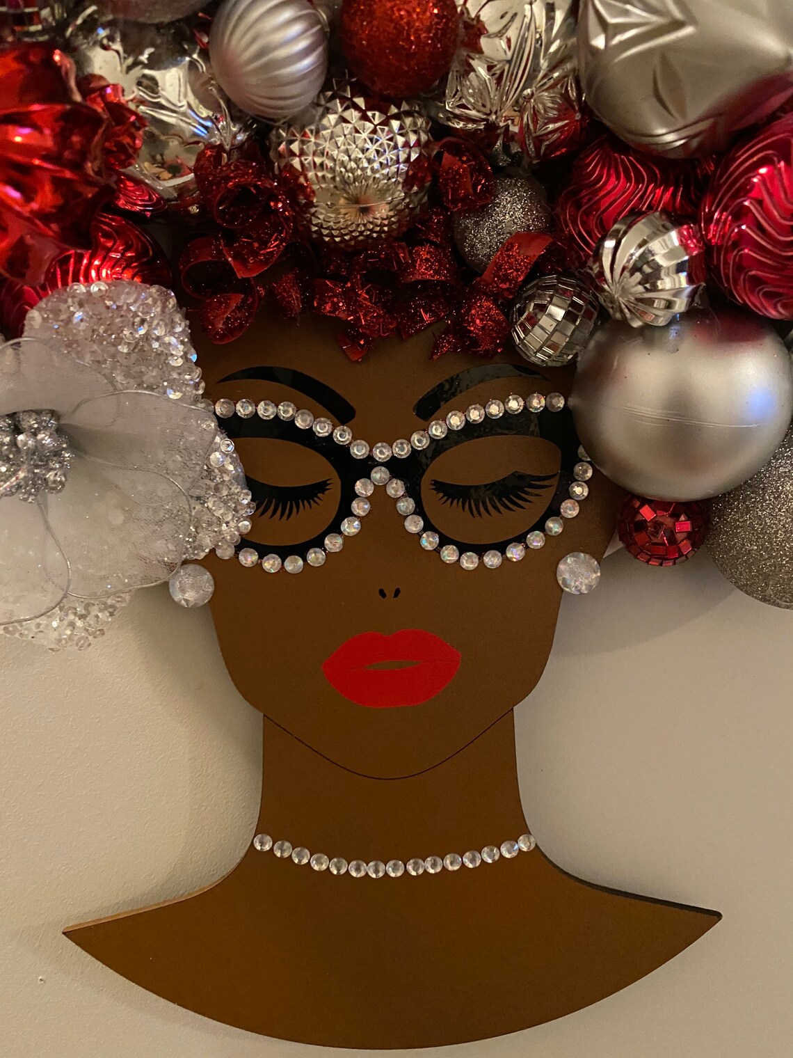 Christmas Bling Diva Wreath/African American Wall Hanging/Door Etsy